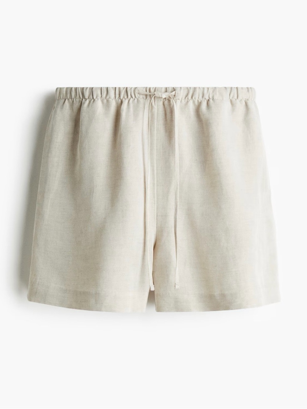 H&M Beige Linen Blend Drawstring Shorts